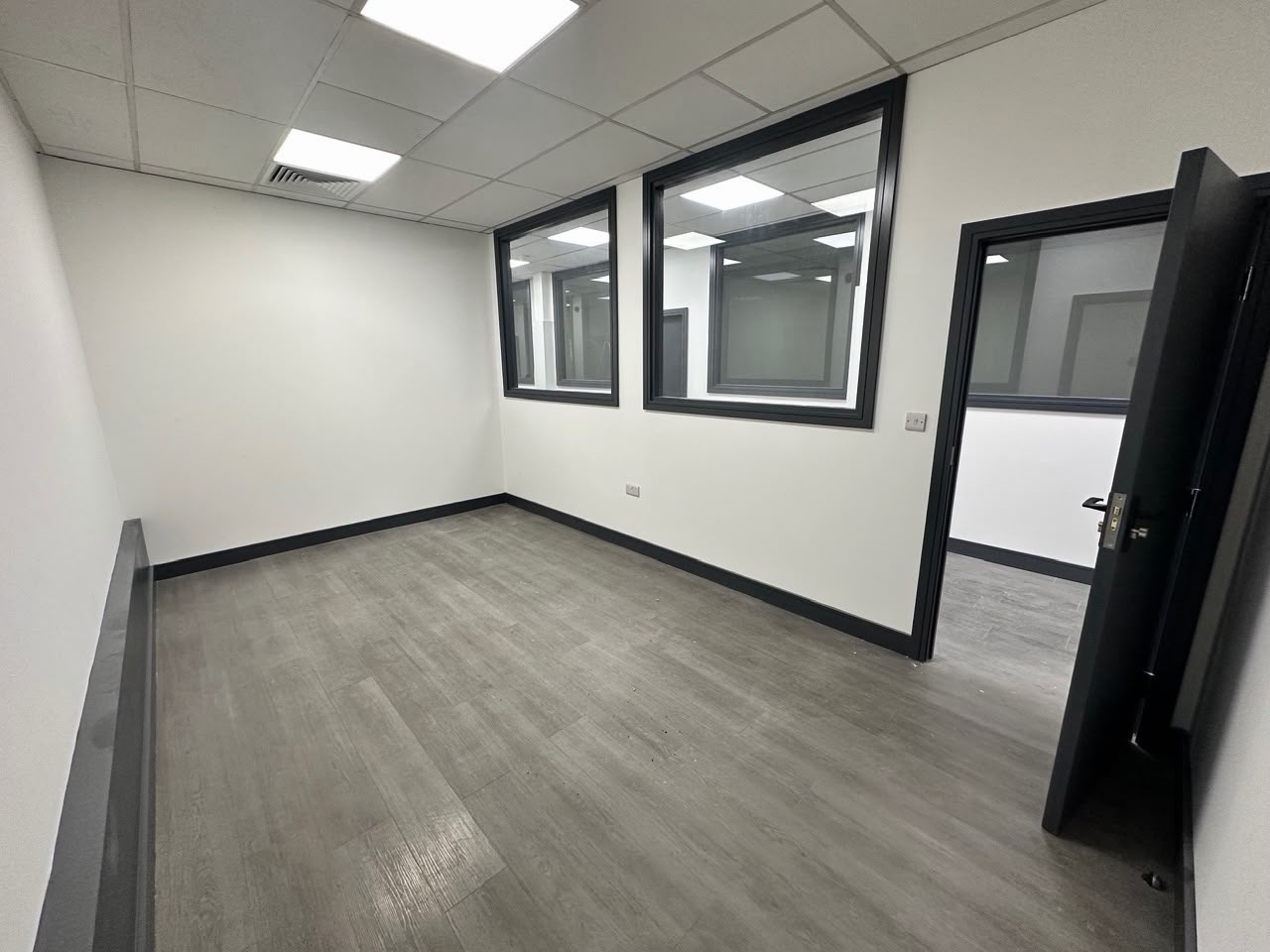 Interior of a 14 square metre unit with glazed internal windows